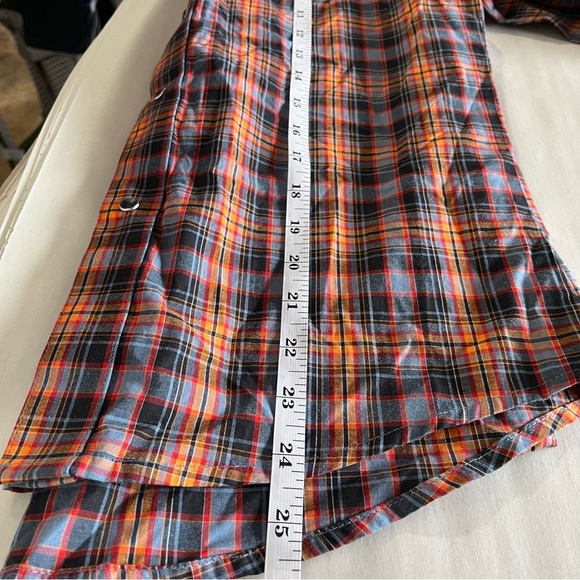NEW Wrangler Retro Boys Plaid Shirt - Blue and Orange Pearl Snap Buttons - Picture 12 of 12